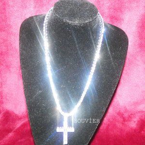 Bouvier Jewelry Accessories - White Gold Diamond Large Cross Tennis Chain Bouvier Jewelry Accessories - White Gold Diamond Large Cross Tennis Chain